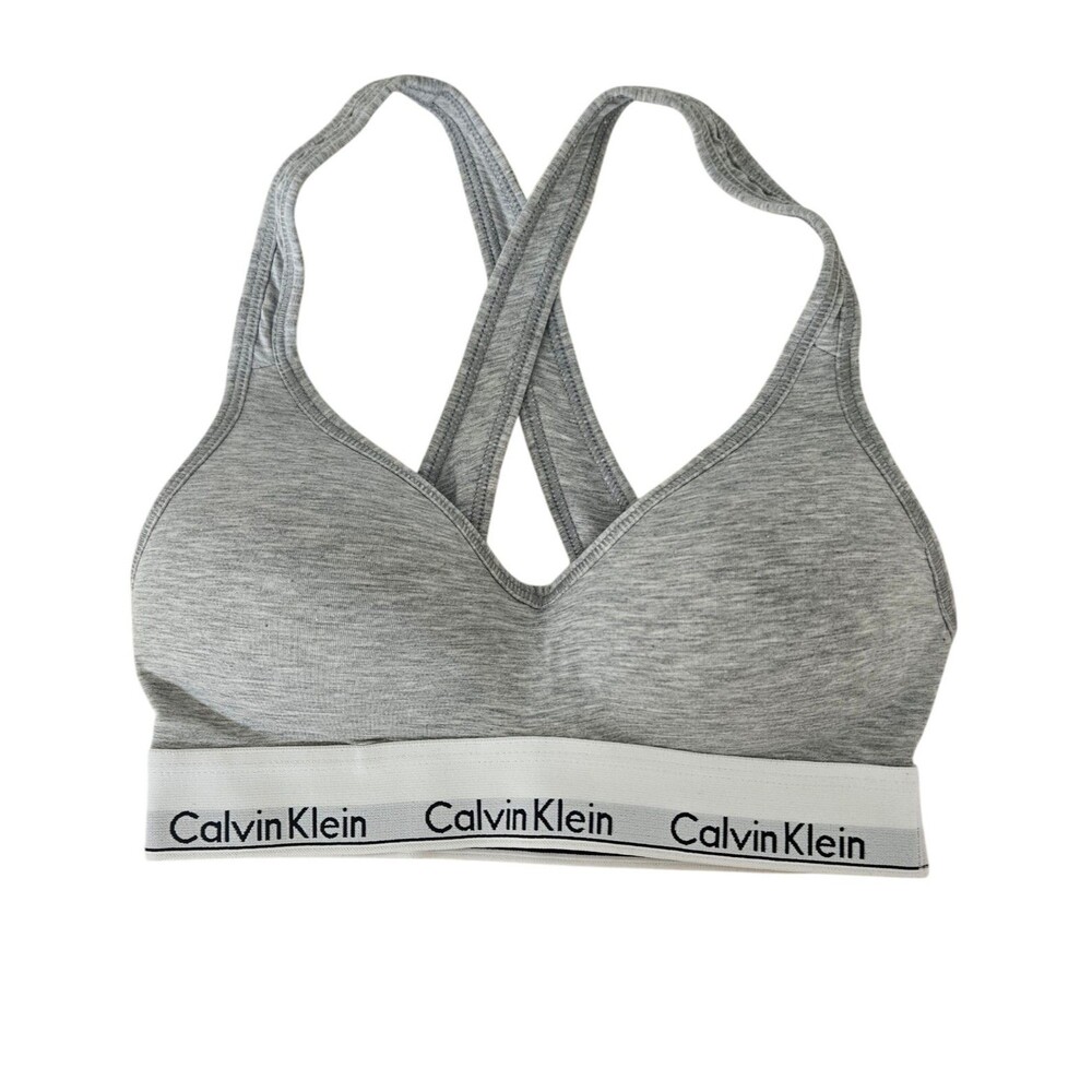 New Calvin Klein Women's Size Small Modern Cotton Padded Bralette Bra Gray $46